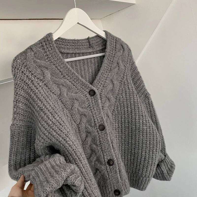 Women Cardigan Sweaters Autumn Winter Fashion Female Long Sleeve V-neck Loose Knitted Shirt Jackets Casual Sweater Coats Z260314