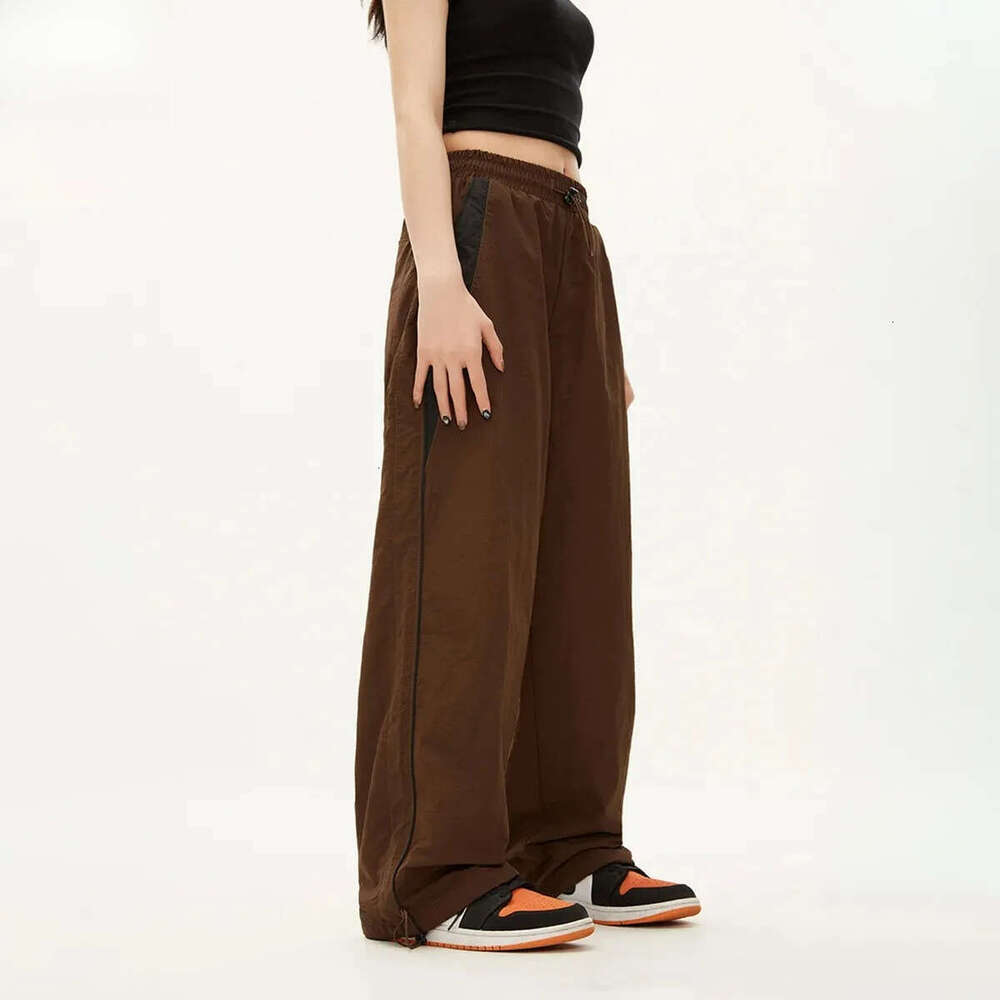 Womens casual jogging fashionable streetwear oversized wide leg hip-hop Y2k sports high waisted pocket pants Z260312