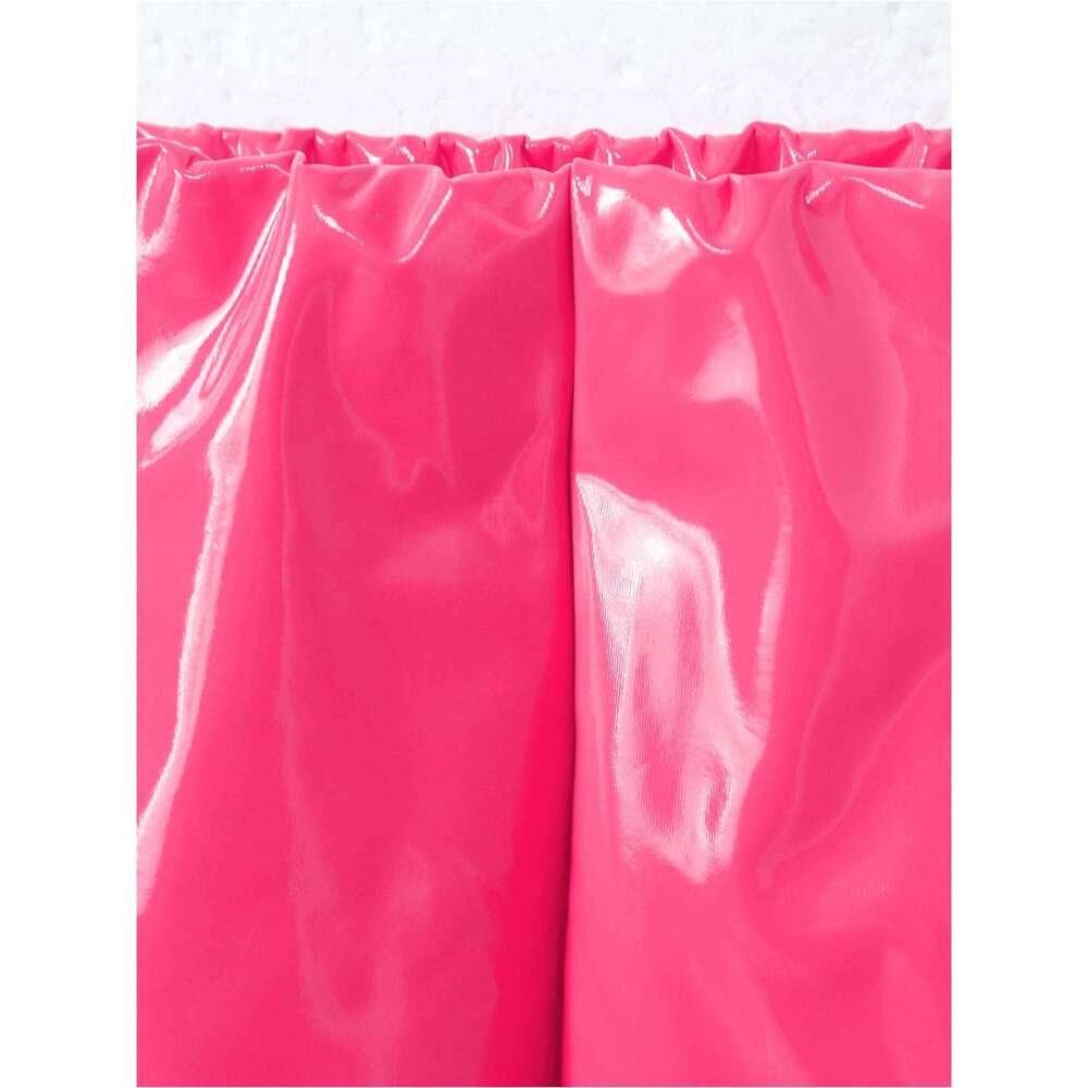Women Pencil Wet Look Latex Skirt Patent Leather Elastic Waistband Miniskirt Solid Color Sexy Shiny Skirts Glossy Clubwear Z260314