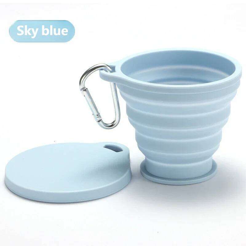 Portable Silicone Folding with Hanging Hole Collapsible Outdoor Water Cup for Camping Hiking Travel Z260313
