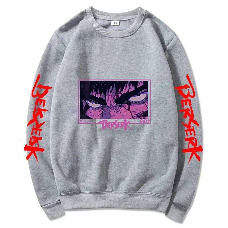 Autumn and Winter Anime Men's Pullover - Harajuku Style Berserker Pattern Loose Hoodie, Fashionable Unisex Long Sleeves Z260314