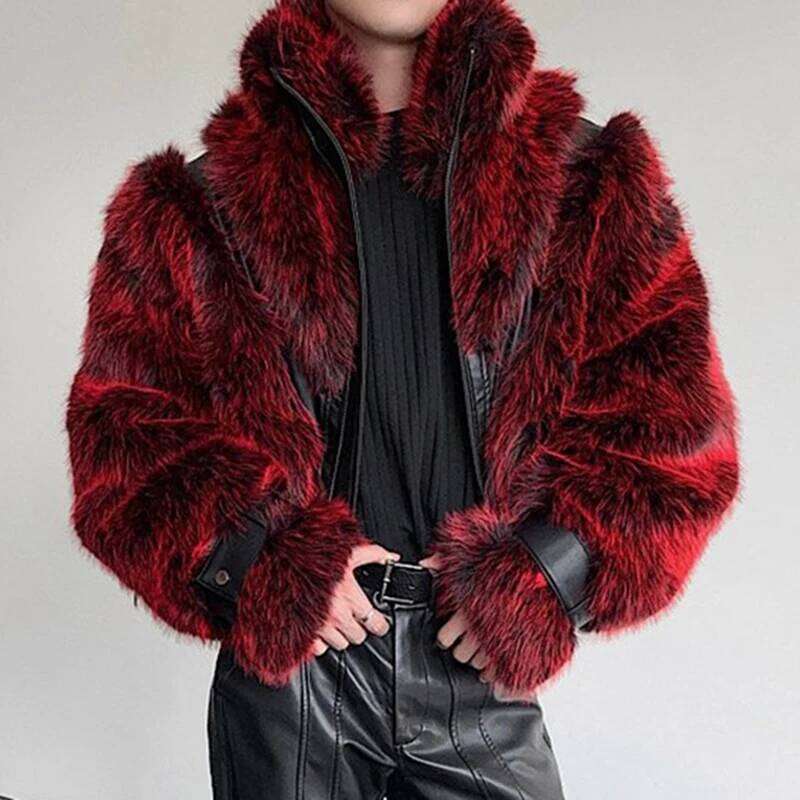 IEFB Autumn Winter Stage Style Patchwork Faux Fur Men's Jacket Thickened Stand Collar Jackets 2026 Male Clothing 9X1325 Z260313