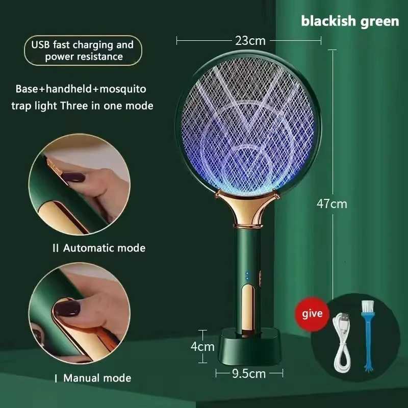 Mosquito Racket 2 In 1 USB Rechargeable Fly Zapper Swatter Lamp Seduction Trap Summer Night Baby Sleep Protect Tools H260313