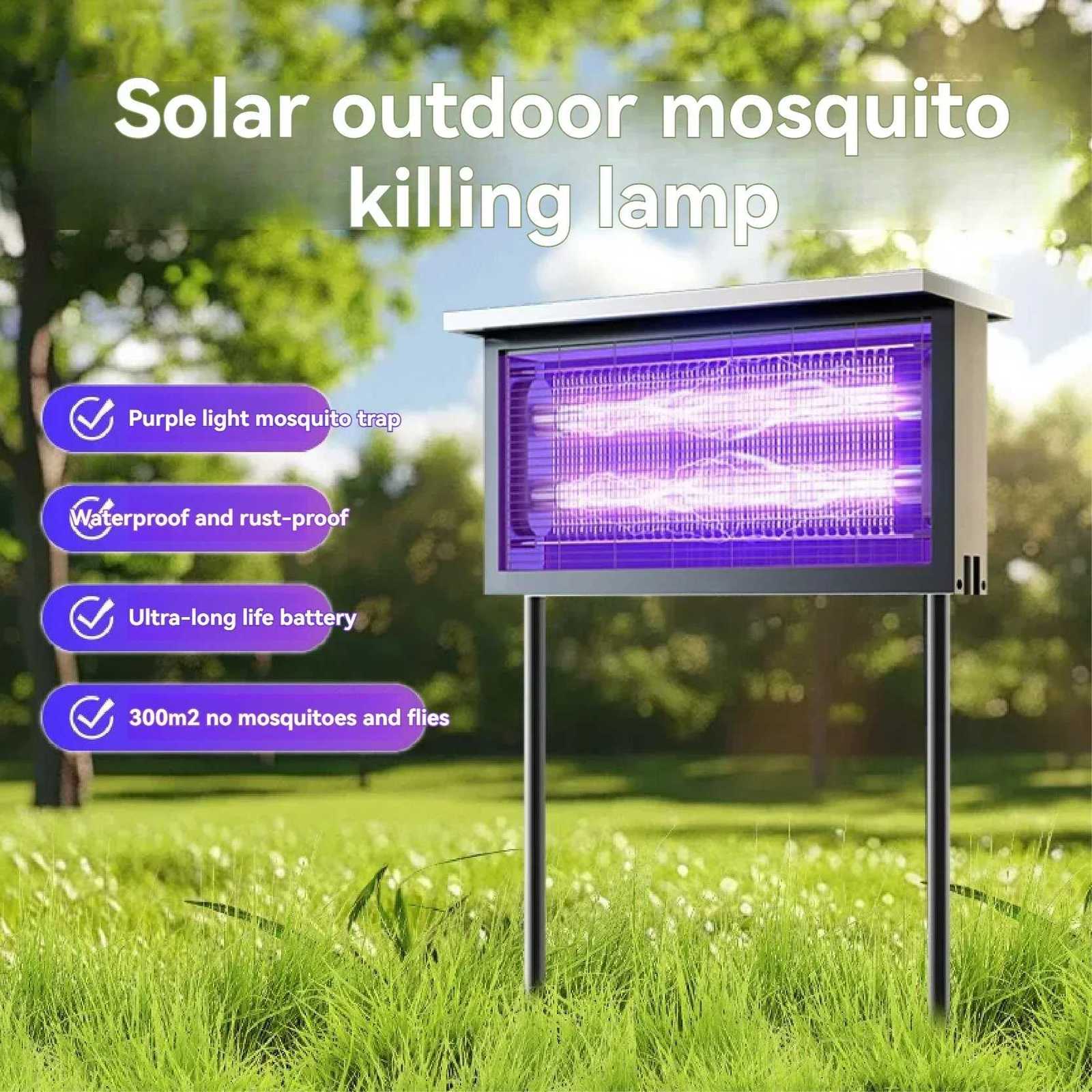 1pc 20W/40W Solar Mosquito Killing Lamp LED Square Fly Killer Outdoor Garden Lawn Lamp Solar Mosquito Killing Mosquito Trap Lamp H260313