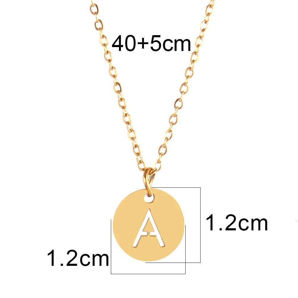 Stainless Steel A-Z 26 Initials Name Necklace Alphabet Round Pendant Letter Necklaces For Women Choker Jewelry Gifts Wholesale H260312