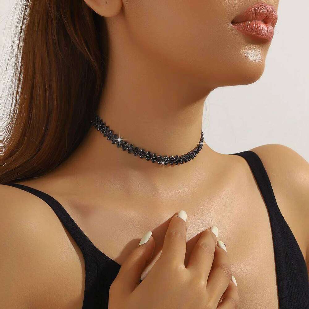 Minimalist Full Diamond Choker Korean and Japanese Internet Celebrity Personality Collarbone Chain Trendy Fashion Necklace H260312