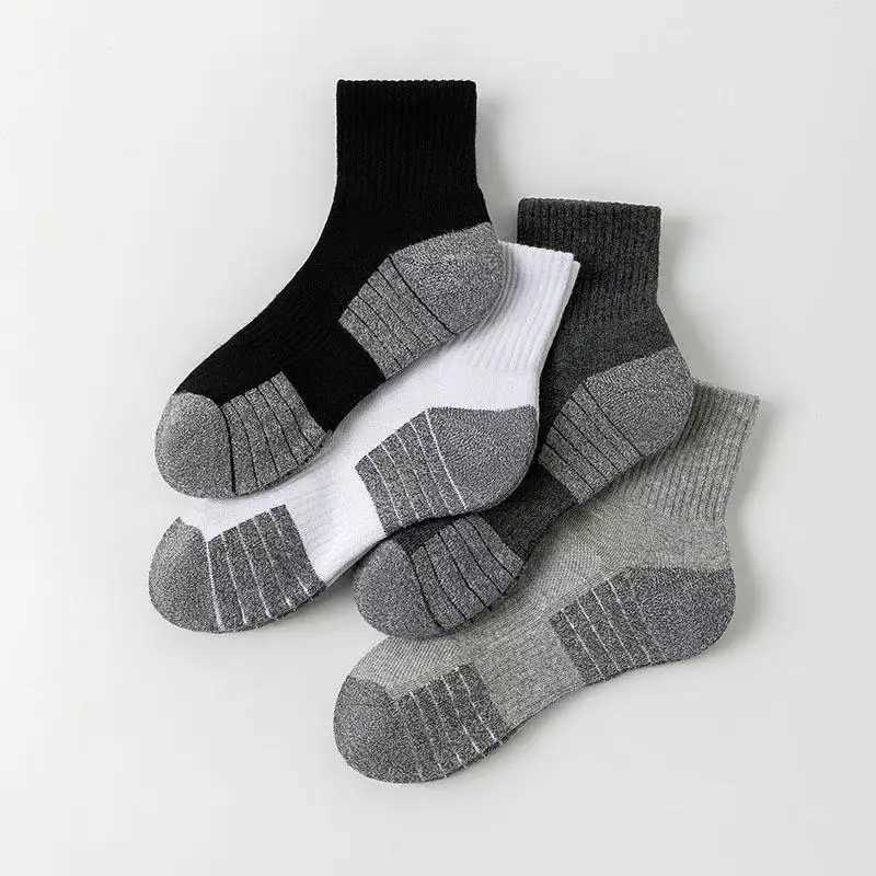 5pairs Thickened Towel Bottom Running Socks Mesh Middle Socks Non-slip Breathable Sports Ankle Mens Womens Socks Autumn Winter D260313