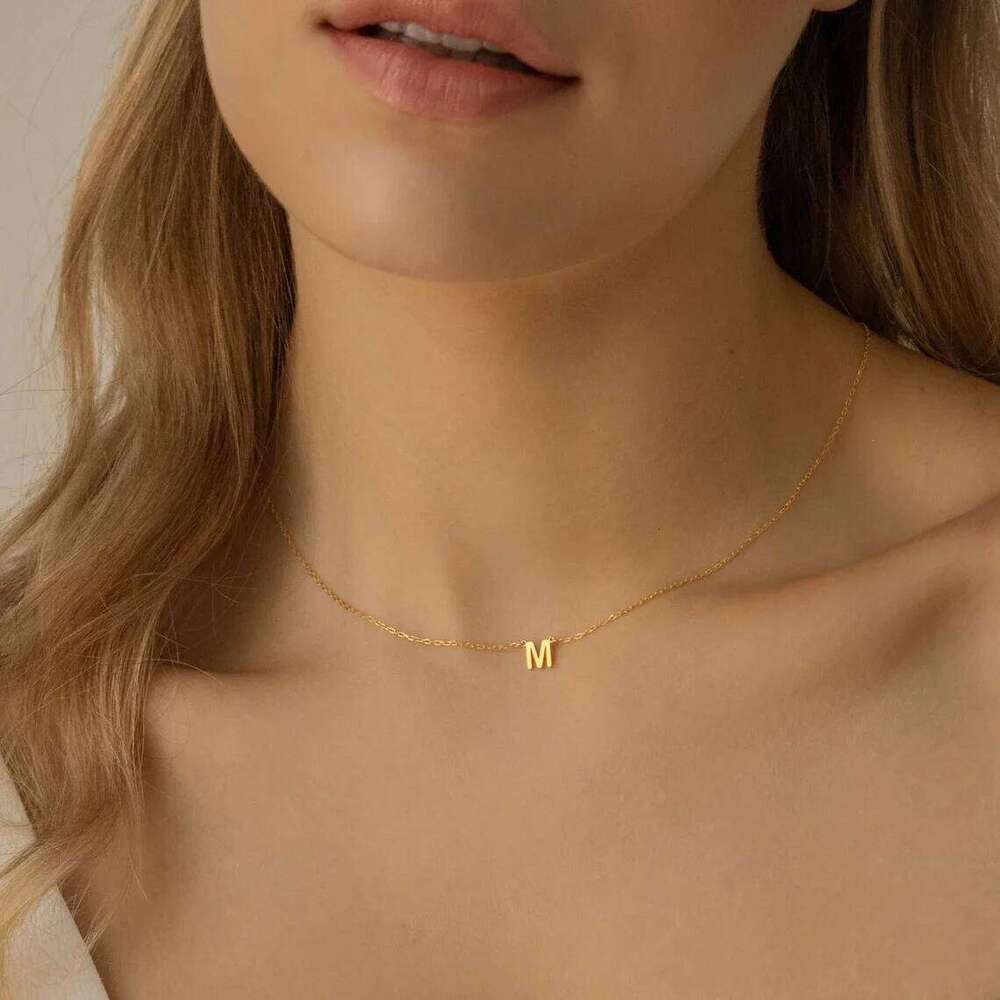 A-Z26 Initial Letters Necklace For Women Stainless Steel Jewelry Pendant Alphabet Single Name Choker Necklaces Dropshipping H260312