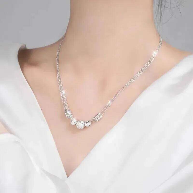925 Sterling Silver Ball Necklace Bracelet for Woman Luxury Original Multi Layer Beads Set Party Exquisite Jewelry Z260313
