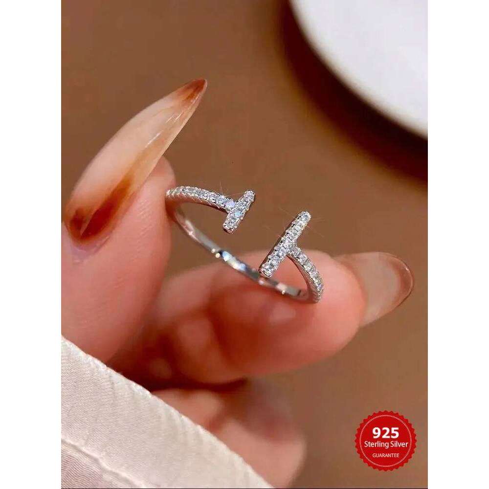 925 Sterling Silver Simple Shiny Parallel Length Adjustable Zircon Ring For Women Engagement Luxury High Quality Fine Jewelry H260312