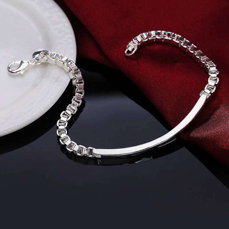 URMYLADY 925 Sterling Silver 4mm Box Chain Bracelet For Women Men Wedding Engagement Party Fashion Charm High Quality Jewelry Z260313