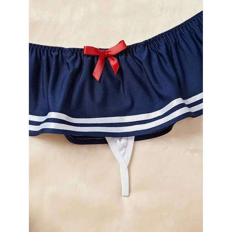 Erotic Student Uniform And Panty Set Underwear Transparent Bra Exotic Sets Sexy Thong Woman Porn Lingerie Women Costume