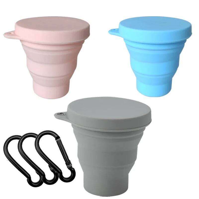 180ML Silicone Portable Folding Cup Mini Retractable CupTeacup Outdoor Travel Coffee Telescopic Drinking Mug with Lid Z260314