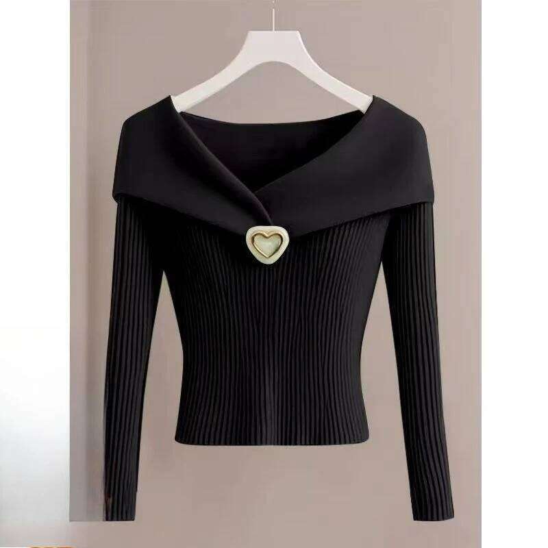 Autumn Elegant Korean Style V-neck Pullover Women Sweater Slim Fit Female Long Sleeve Knitted Top Fall Casual Winter Knitwear Z260313