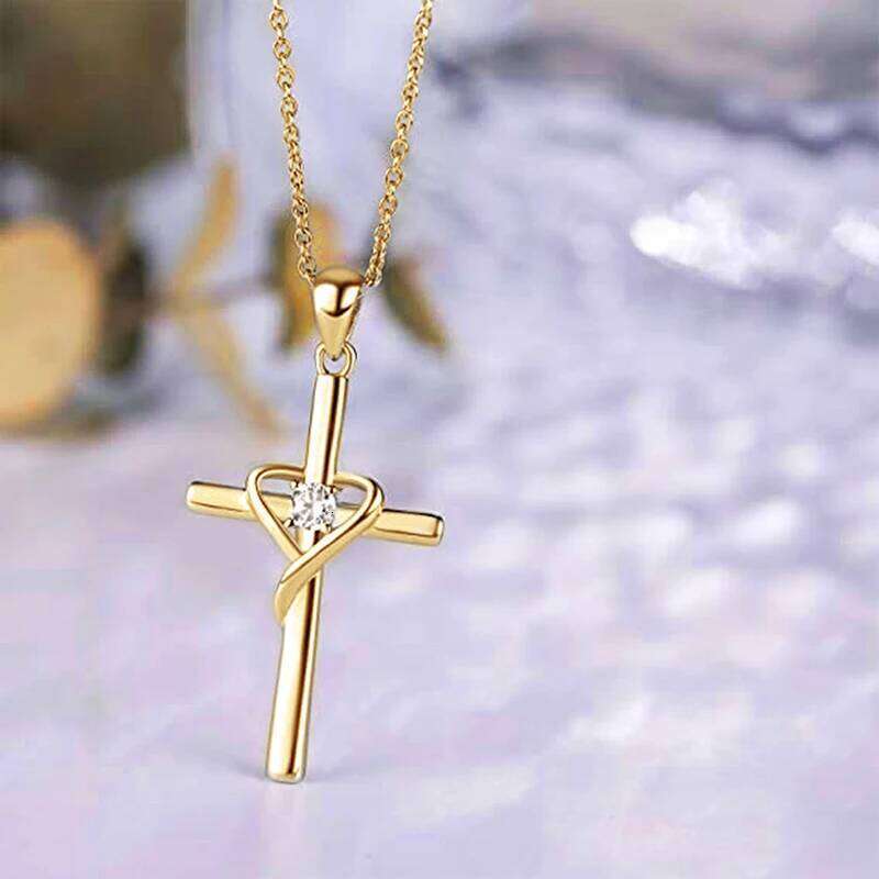 Huitan Delicate Trendy Cross Necklace Female Fashion Jewelry with Brilliant Zirconia Silver Color Pendant Accessories for Women H260312