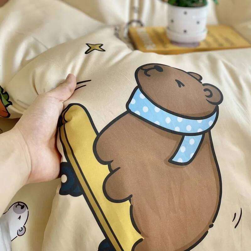 2026 Guinea pig capybara 3pcs Bedding Pure 100% cotton Bedding, Student Dormitory Bed Sheets Duvet Cover Set H260312 - view 5