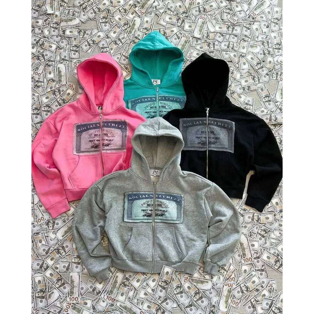 Hip-hop retro autumn casual zipper hoodie personalized pattern print Harajuku street style men's and women's sweatshirt y2k 26Y0313