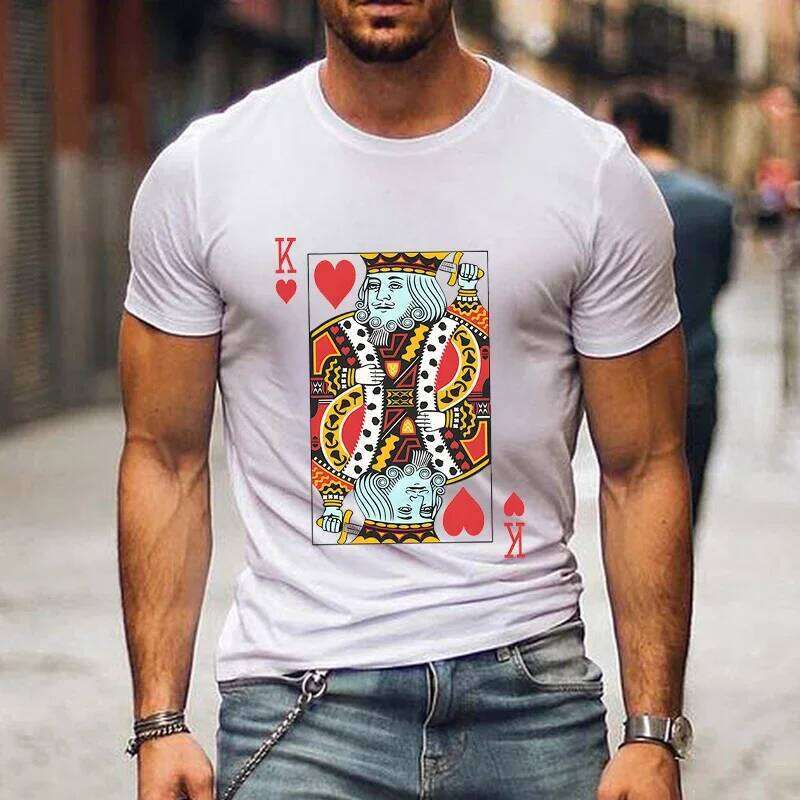 Playing Cards Heart K/Q Graphic T Shirts Couples Y2k Fashion Queen King Tees Harajuku Funny Boyfriend Girlfriend Tee Loves Shirt Z260314