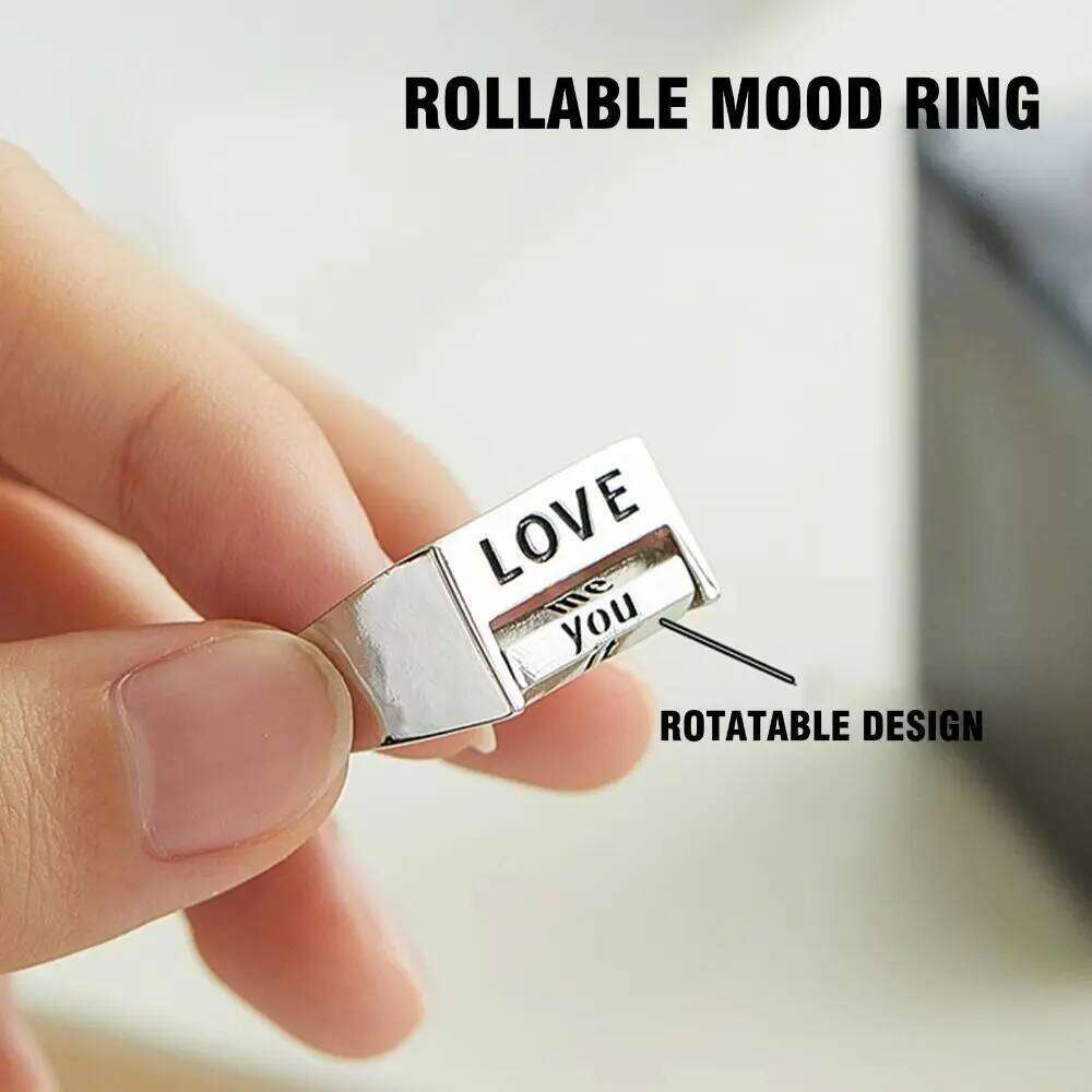 Creative Fidget Adjustable Silver Rotatable Mood Control Ring Jewelry Gift H260312