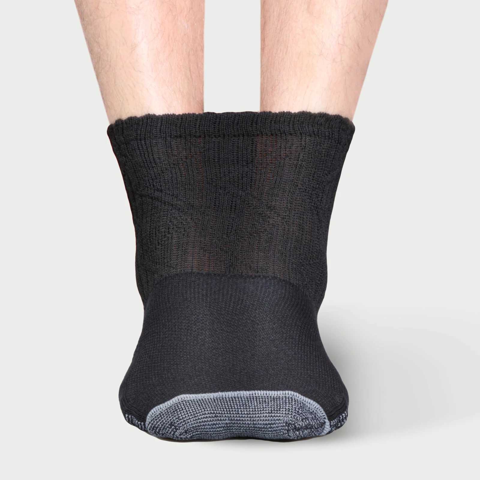 YUEDGE 5 Pairs Bamboo Diabetic Mens Crew Socks Non-Binding Loose Socks for Women Men D260313