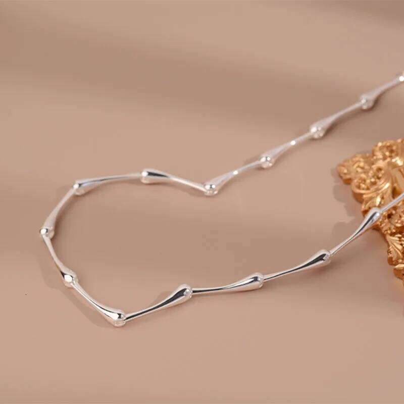 FOXANRY Minimalist Silver Color Clavicle Necklace for Women New Trendy Creative Bamboo Chain Party Jewelry Gifts H260312