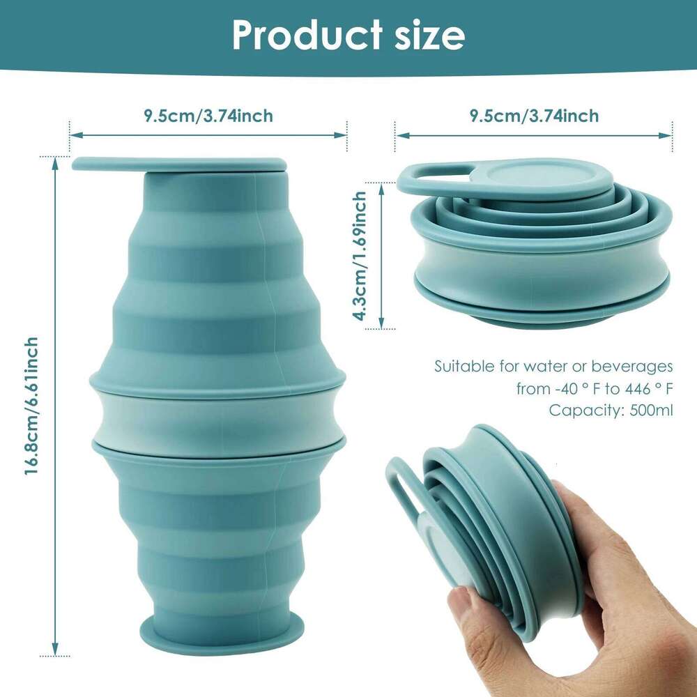 Silicone 500ml Reusable Foldable Water Bottle for Gym Travel Hiking Camping Collapsible Sport Bottles Z260314