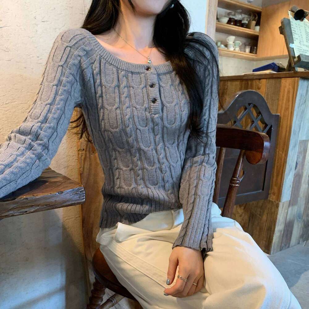 Off Sweater Women Knitted Base Long Sleeve One Shoulder Top Autumn Winter Z260314