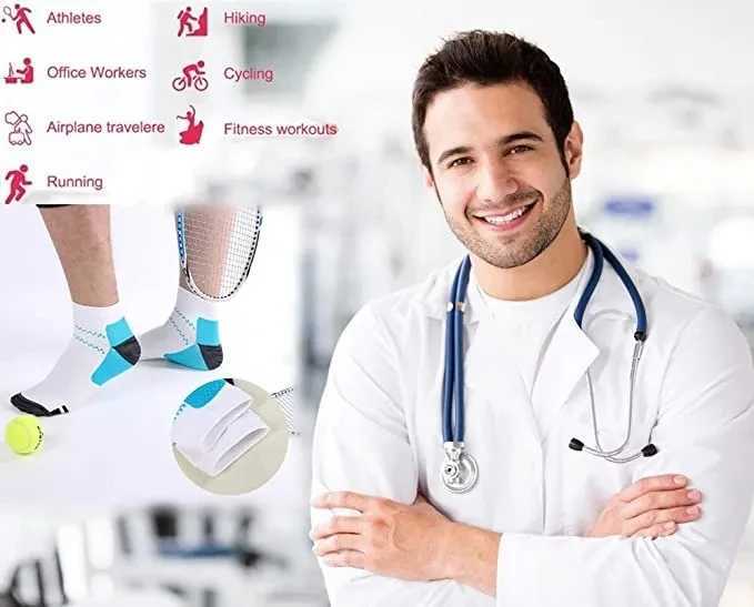 Foot Compression Socks For Men Women Plantar Fasciitis Heel Spurs Pain Venous Running Sports Socks Casual Cotton Ankle Sock Gift D260313