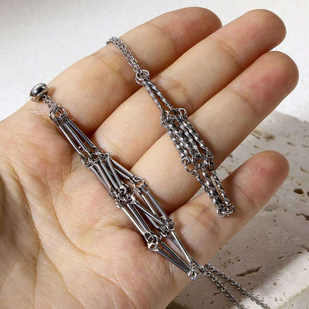 1PC Stainless Steel Crystal Cage Necklace Metal Chain Stone Collect Net Holder Necklac Adjustable For Diy Jewelry Findings 44cm H260312