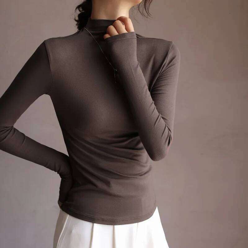 Women's Solid Innerwear Pullovers Sweaters Autumn Winter Casual Long Sleeve Bottoming Tops High Quality Half-High Collar Jumpers Z260313