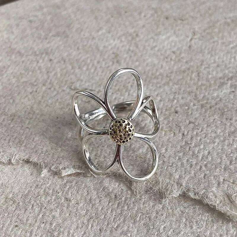VENTFILLE 925 Sterling Silve Flower Ring for Women Hollow Out Design Retro Hip Hop Versatile Jewelry Party Gift Dropship H260312