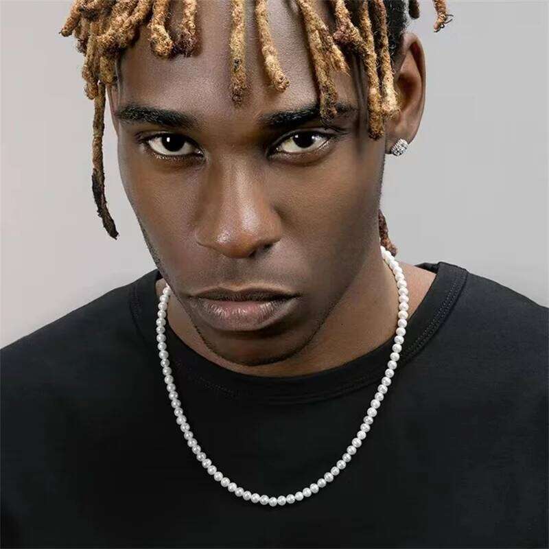 6mm Men Imitation Pearl Chain Necklace Simple Acrylic Beads Choker For Women Hip Hop Jewelry Party Accessories H260312