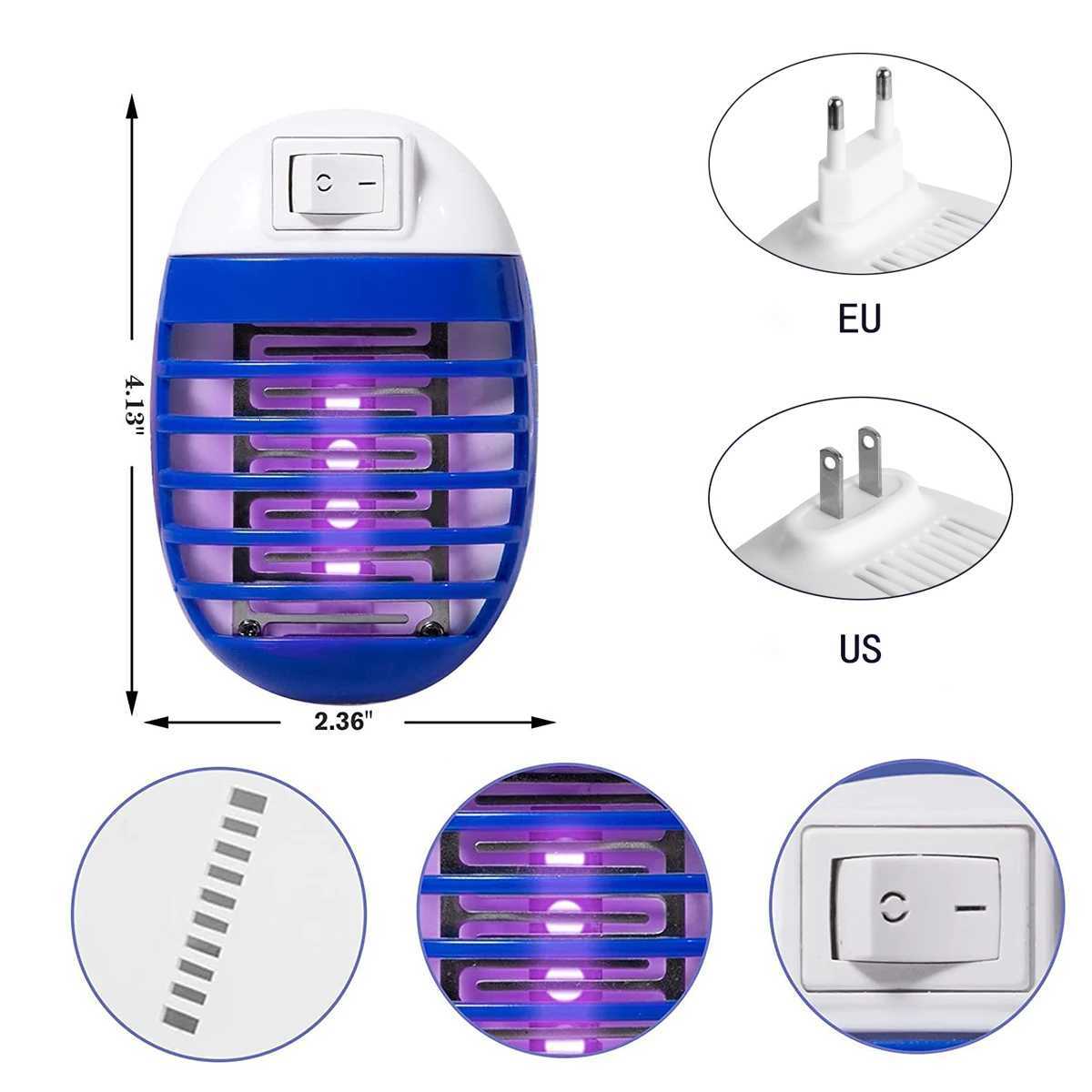 Plug in Bug Zapper Indoor Flying Insect TrapElectronic Mosquito Zapper Gnat Traps with LED Light for BedroomKitchenOffice H260313