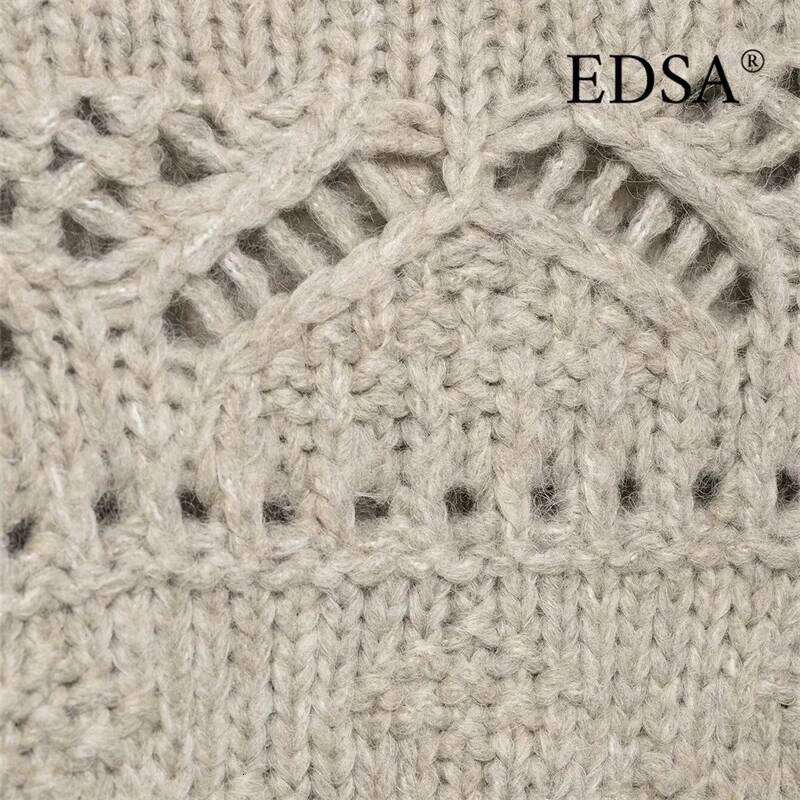 EDSA Women Knitted Cardigan Single Breasted Revere Collar Long Sleeves for Spring Autumn Loose Female Tops Z260313