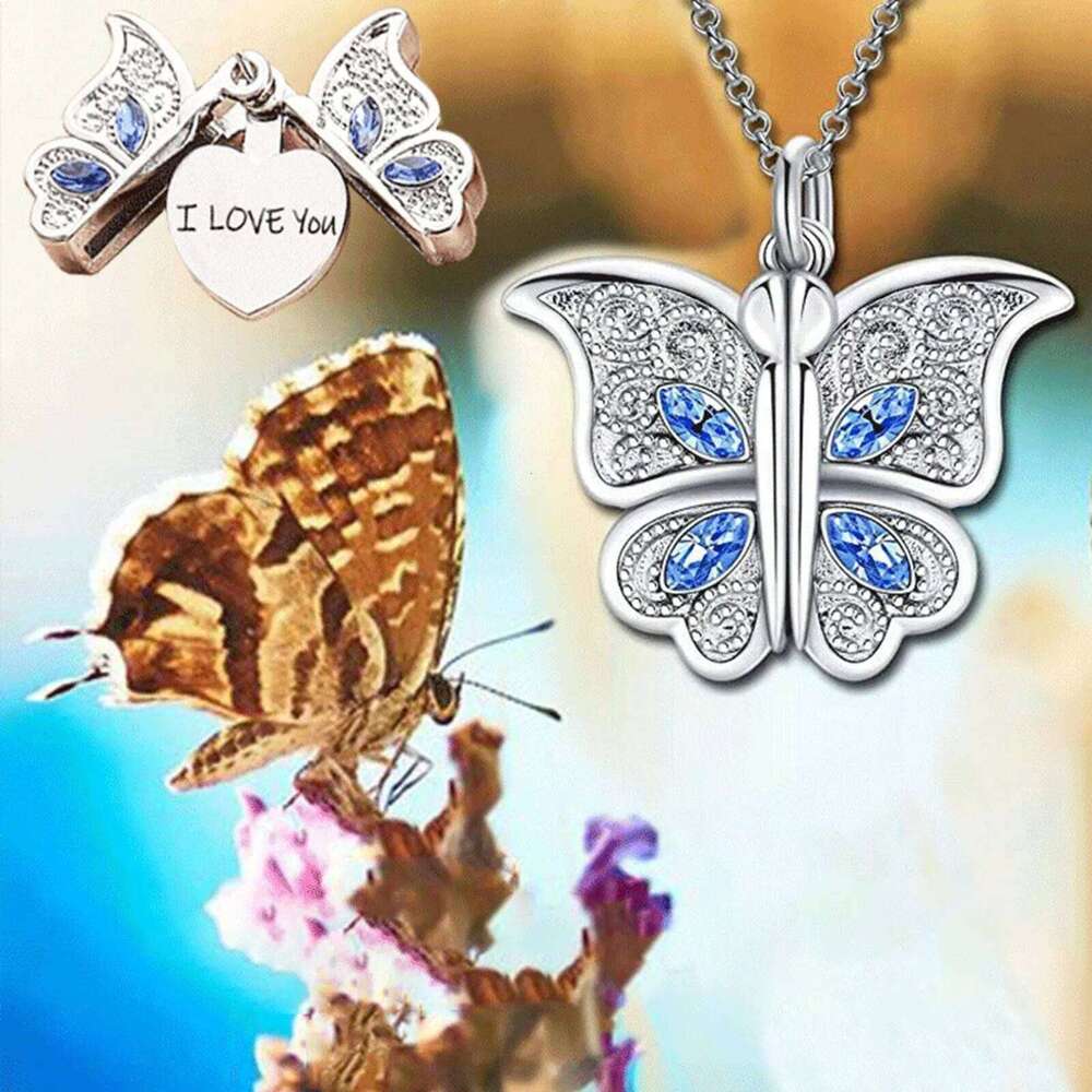 Women'S Butterfly I You Album Box Pendant Necklace Jewelry Trendy 2025 Female Clothing Accessories Decor H260312