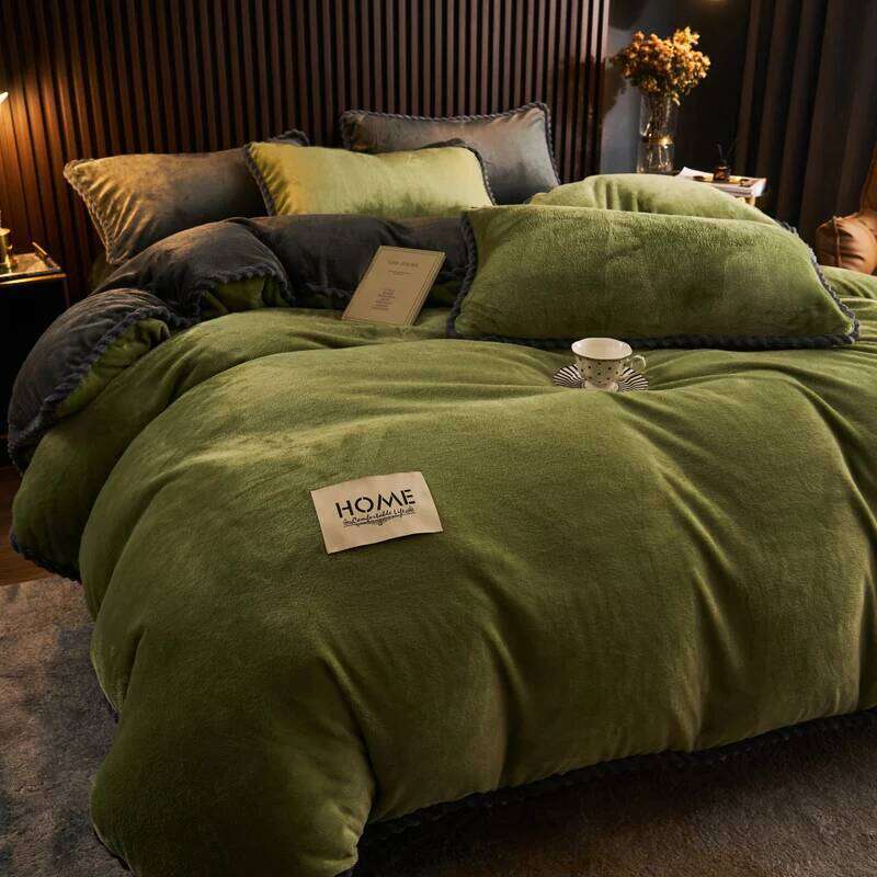 Milk Velvet 4-Piece Bedding Winter Warm Flannel Duvet Cover Set, Anti-Static Soft Coral Fleece Bed Linens H260312 - view 6