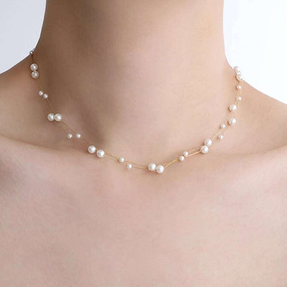 ZAKOL Stainless Steel Temperament Pearl Chain Choker Necklace for Women Waterproof Collar Jewelry Bijoux Gift H260312