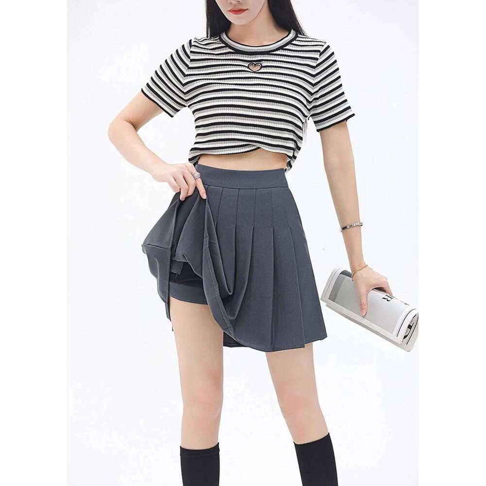 Pleated Elastic Waistband Preppy Style Casual Summer Fashion Sweet Hottie College JK Black Women Skirt Wholesale Z260314