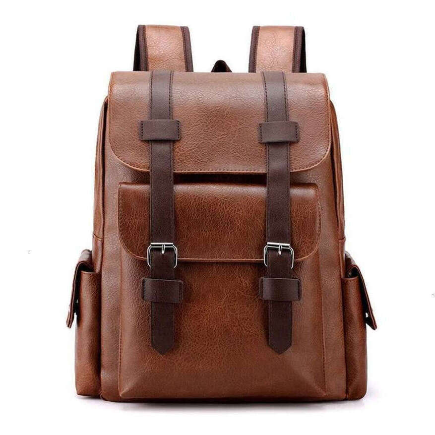 OLOEY 2025 Men Backpack PU Leather Bagpack Large Laptop Backpacks Male Mochilas Black Schoolbag For Teenagers Boys Brown Sac A Dos Premium Backpack