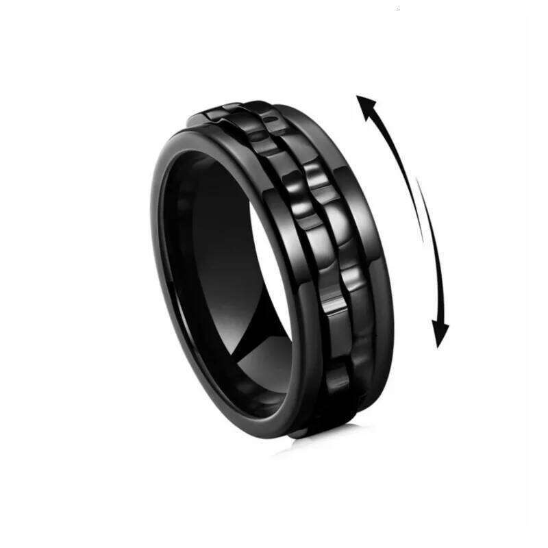 Fashion Punk Style Gear Rotating Anxiety Fidget Ring stainless stee Chain Spinner Rings For Men Rock Biker Wedding Party Jewelry H260312