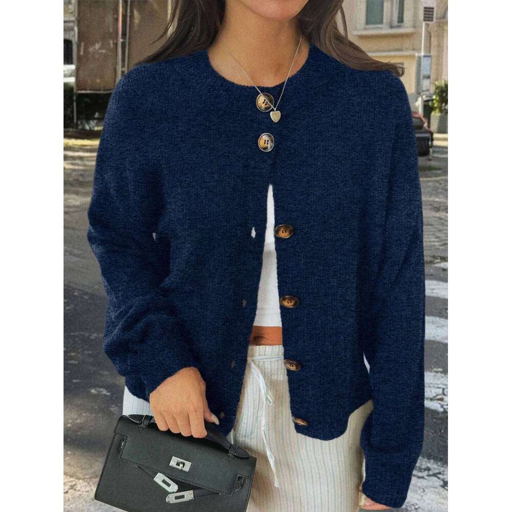 2025 Fall Winter New Fashion Women's Sweater Loose-fit Knit Cardigan Single-button Closure Solid-color Minimalist Top Jacket Z260313
