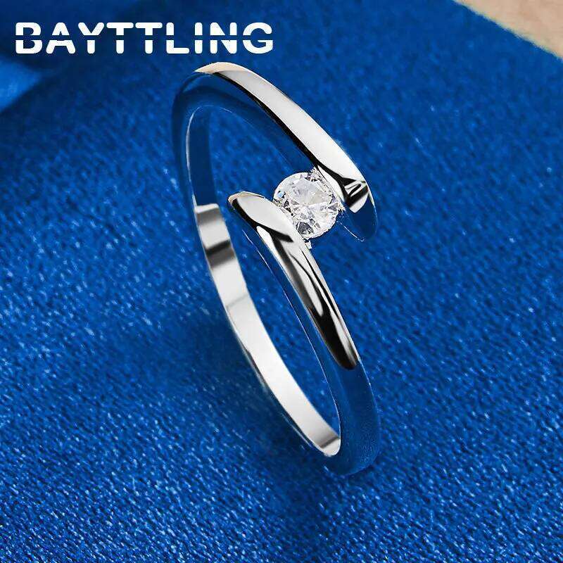 925 Sterling Silver 7/8/9/10# Simple Fashion Zircon Ring For Women Wedding Party Gift Jewelry Accessories H260312