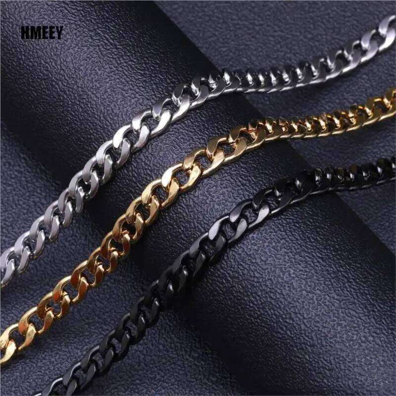 Hmeey Stainless Steel Chain Necklace Long Hip Hop for Women Men on The Neck Fashion Jewelry Gift Accessories Silver Color Choker H260312