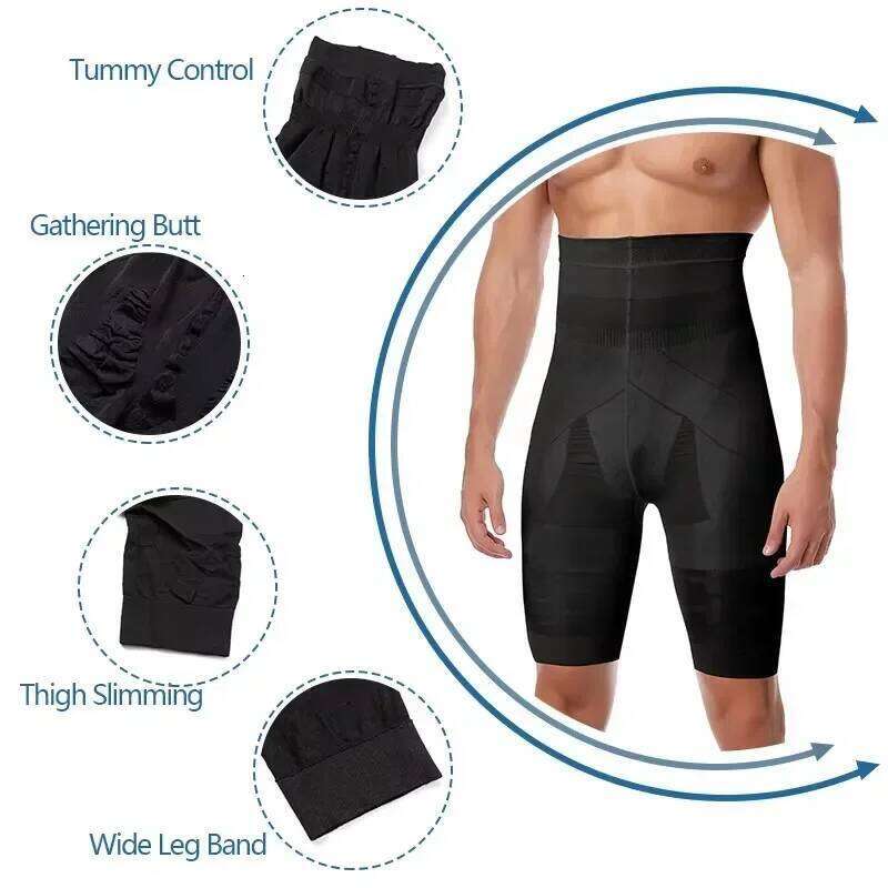 1PC Men Compression Panties Body Shaper Tummy Control Shorts Shapewear Belly Girdle Boxer High Waisted Slimming Underwear Leg 26Y0312