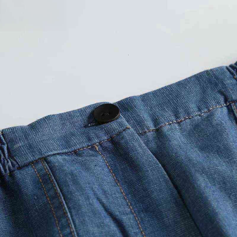 Tangada Fashion Women High Quality Loose Jeans Long Trousers Strethy Waist Pockets Buttons Female Pants 4C144 211111 Z260314