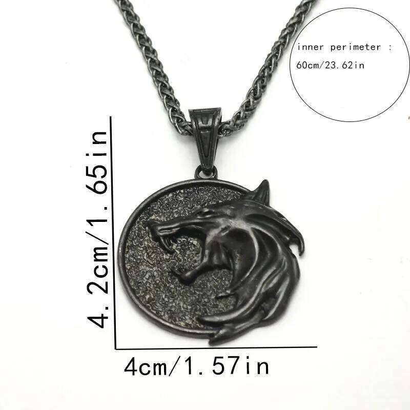 Men Vintage Viking Pendant Punk Street Rock Nordic Stainless Steel Wolf Head Necklace Fashion Jewelry H260312