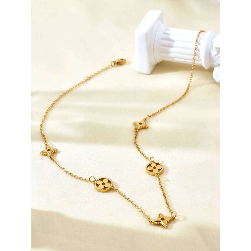 Fashion Simple Temperament Old Money Style Senior Sense Of Stainless Steel 18K Gold-Plated Cr Necklace For Women H260312