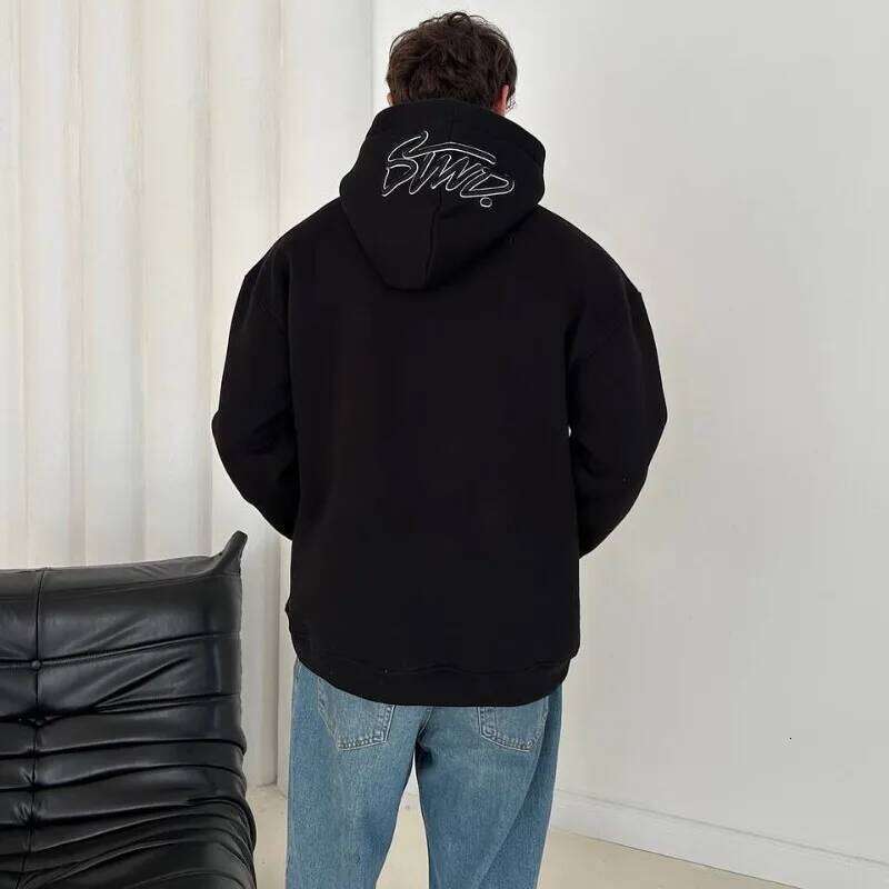 Y2K simple casual retro English letter embroidered black white couple European American Gothic punk fashion hoodie Z260314