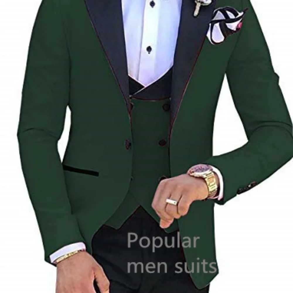 Novo 3-Piece Mens Formal Terno Business Suit with Notched Lapel Slim Fit Smoking Jacket Blazer for Wedding Party M260313