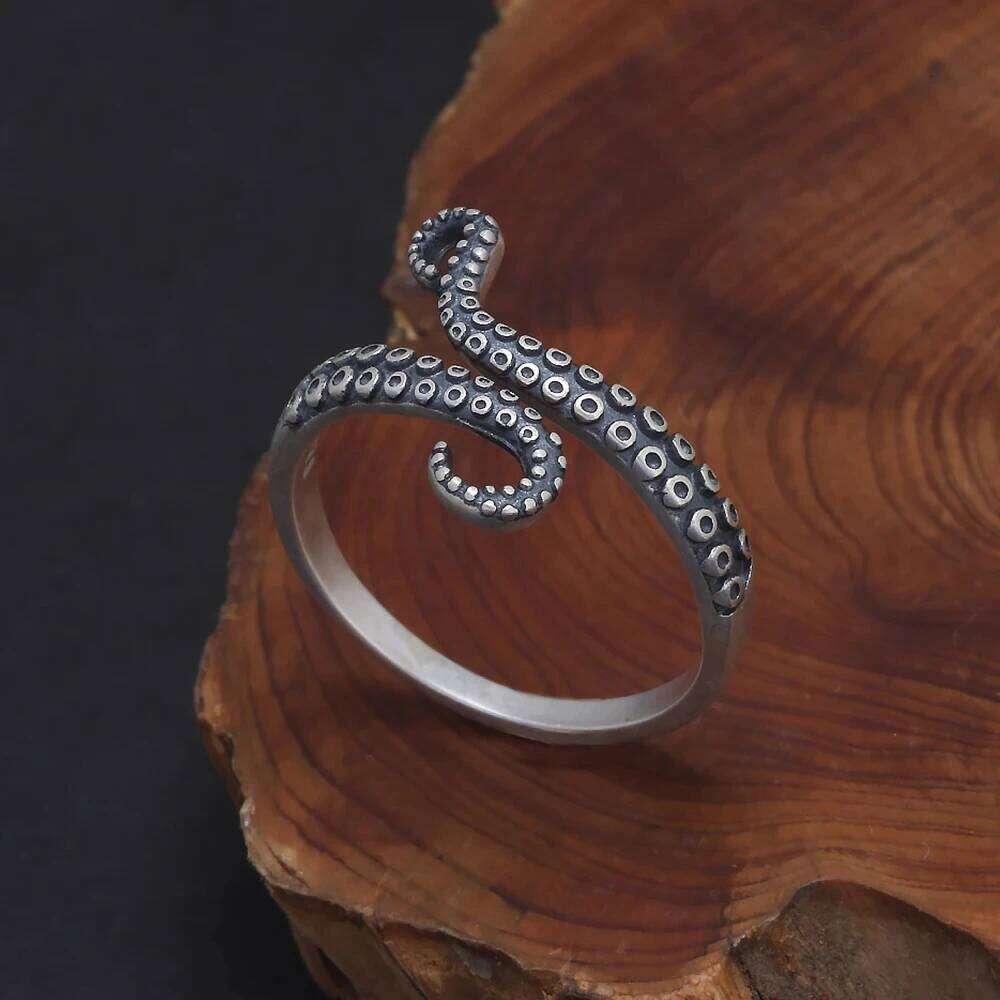 925 Sterling Silver Octopus Tentacle Ring for Women Men Opening Type Squid Finger Rings Gothic Retro Punk Jewelry Accessories H260312